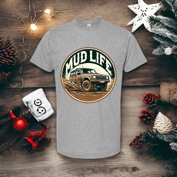 Mud Life Graphic T-Shirt - Gray - Picture 1 of 1